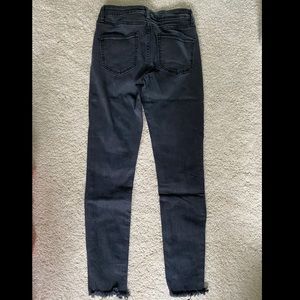 John galt black skinny ankle jeans with raw hem